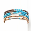6Pcs 6 Style Natural Coconut & Synthetic Turquoise Beaded Stretch Anklets Set with Brass Tube AJEW-AN00482-1
