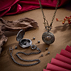 Vintage Alloy Flat Round Dragon Eye Pocket Watch with Brass Curb Chain AJEW-PH0007-67B-4