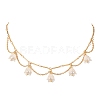 Shell Pearl & Acrylic Flower Bib Pendant Necklaces X1-NJEW-TA00169-1