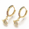 Brass Micro Pave Colorful Cubic Zirconia Dangle Hoop Earrings EJEW-S208-077-2