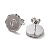 304 Stainless Steel Flat Round with Moon Ear Studs for Women EJEW-P234-15P-2