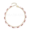 304 Stainless Steel Enamel Flat Round Tassel Anklets for Women AJEW-AN00871-4