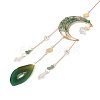 Wire Wrapped Natural Green Aventurine Moon with Tree of Life Pendant Decorations HJEW-K046-07G-04-3