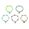 Polymer Clay Column Beaded Stretch Bracelets BJEW-JB09782-1