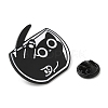 Black Cat with Bowl Alloy Enamel Brooch JEWB-E022-04EB-02-3