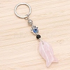  Natural Rose Quartz Fish Keychain PW-WG77624-06-1