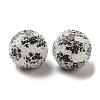 Spray Painted Wood European Beads with Rhinestone RESI-C038-03I-2