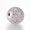Brass Micro Pave Cubic Zirconia Beads ZIRC-E134-12mm-04P-2