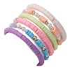 6Pcs 6 Style Polymer Clay & ABS Plastic Pearl Beaded Stretch Bracelets Set BJEW-JB09674-3