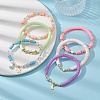 6Pcs 6 Style Polymer Clay & ABS Plastic Pearl Beaded Stretch Bracelets Set BJEW-JB09674-5