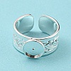 304 Stainless Steel Open Cuff Finger Ring Cabochon Settings STAS-T060-05S-1