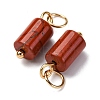 Natural Red Jasper Column Charms with 304 Stainless Steel Jump Rings G-Q032-01C-2