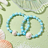 Summer Beach Natural Shiva Eye Shell Bead Bracelets BJEW-JB10313-03-2