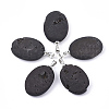 Electroplate Natural Druzy Geode Agate Pendants G-S344-60A-01-1