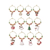 Christmas Theme Electroplate Glass Beads & Alloy Enamel Wine Glass Charms AJEW-JO00256-1
