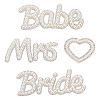 4Pcs 4 Styles Word Non-Woven Fabrics Computerized Embroidery Iron on/Sew on Patches DIY-FG0005-41-1