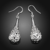 Silver Color Plated Brass Hollow teardrop EJEW-BB11970-2