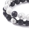 2Pcs 2 Style Round Natural Howlite & Glass Braided Bead Bracelets Set BJEW-TA00073-4
