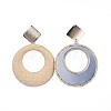 Flat Round Raffia Woven Dangle Stud Earrings EJEW-JE03101-01-2