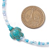 Summer Beach Sea Turtle Dyed Synthetic Turquoise & Glass Seed Beads Beaded Necklaces for Women NJEW-JN05081-01-3