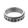 Non-Tarnish 201 Stainless Steel Flower Rotating Ring RJEW-N043-26-2