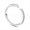 SHEGRACE Simple Design Rhodium Plated 925 Sterling Silver Cuff Rings JR109A-1