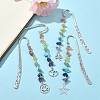 4Pcs 4 Style Shamrock Heart Star Alloy Pendant Bookmarks AJEW-TA00015-2