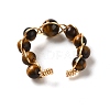 Adjustable Natural Tiger Eye with Brass Rings G-B075-01G-01-3