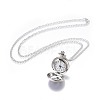 Alloy Porcelain Flat Round Pendant Necklace Pocket Watch X-WACH-N013-05D-2