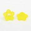 Chunky Yellow Transparent Frosted Flower Acrylic Beads X-PL560-7-1