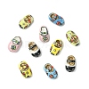 10Pcs 5 Colors Handmade Printed Porcelain Beads PORC-CJ0001-33-8
