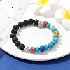 Natural Lava Rock & Synthetic Turquoise Beaded Stretch Bracelets BJEW-JB09985-01-2