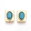 Brass Pave Synthetic Turquoise Beads KK-N258-14G-1