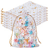 50Pcs Gold Stamping Moon & Star Organza Drawstring Gift Storage Bags OP-BBC0001-03B-01-1