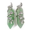 Natural Green Aventurine Double Terminal Pointed Pendants G-C144-03P-10-1
