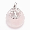Natural Rose Quartz Pendants X-G-F573-C12-2