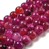 Faceted Natural Dragon Veins Agate Beads Strands G-F447-12mm-P01-2