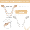 Fingerinspire 4Pcs 2 Colors Double Wing with Hanging Chain Alloy Suit Collar Brooch JEWB-FG0001-02-2