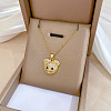 Brass with Rhinestone Bear Pendant Necklaces NJEW-Z026-03A-1