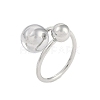 Non-Tarnish 304 Stainless Steel Round Open Cuff Ring for Women RJEW-C097-07P-1