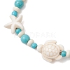 2Pcs Starfish & Turtle Synthetic Turquoise Beads Stretch Bracelets for Women BJEW-JB11921-5