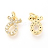 Brass Micro Pave Clear Cubic Zirconia Charms ZIRC-O036-30G-E-2
