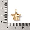 Brass Micro Pave Clear Cubic Zirconia Star Links Connector Charms KK-C062-105G-3
