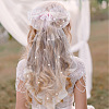 GOMAKERER 2Pcs 2 Colors Bowknot Long Mesh Tulle Bridal Veils with Hair Barrettes & Imitation Pearl OHAR-GO0001-10-5