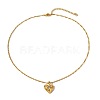 Valentine's Day 304 Stainless Steel Pave Cubic Zirconia Hammered Heart Pendant Necklaces for Women WG1D3D7-02-1
