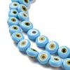 Handmade Evil Eye Lampwork Flat Round Bead Strands LAMP-L058-8mm-17-3