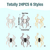 24Pcs 6 Color Glass Spider Pendant FIND-TA0003-07-4