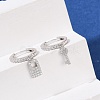 Lock & Key 925 Sterling Silver Micro Pave Clear Cubic Zirconia Hoop Earrings for Women EJEW-G427-01P-03-3