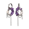 Natural Amethyst Chips Drop Earrings EJEW-TA00817-02-3