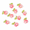 10Pcs Acrylic & Glass Flower Pendants PALLOY-YW00116-10-1